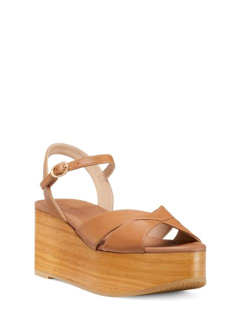 Stuart Weitzman Carmen Midi Wedge Sandal in Tan/Sand