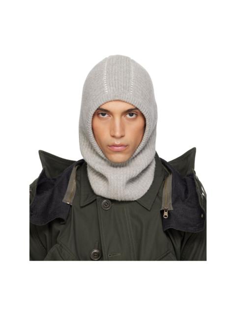 Gray Ribbed Wool Balaclava