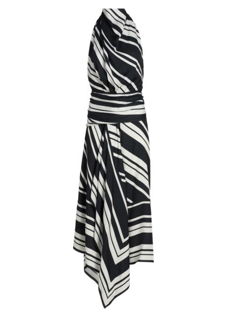 BRANDON MAXWELL Women's The Marin Striped Scarf Maxi Dress - Black White Stripe
