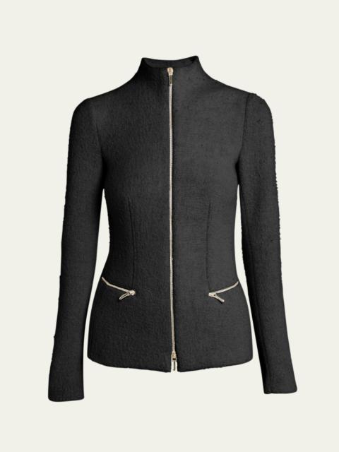 GIORGIO ARMANI Cashmere-Blend Zip-Front Knit Jacket