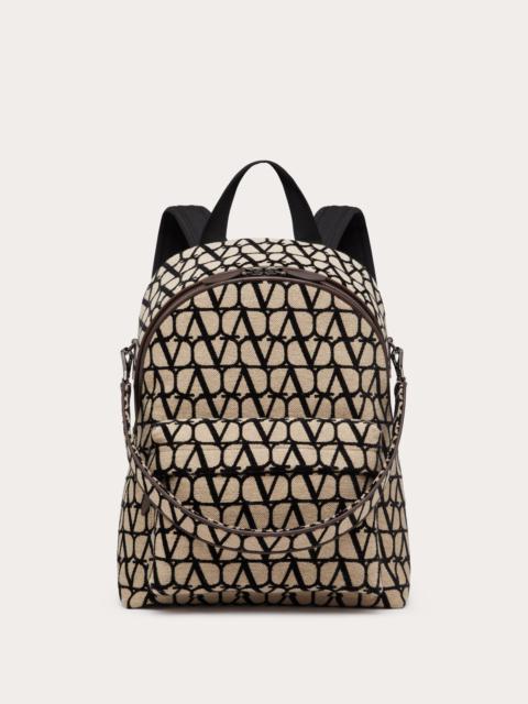 Valentino TOILE ICONOGRAPHE BACKPACK WITH LEATHER DETAILING