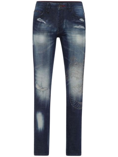 PHILIPP PLEIN Super Straight Cut Dragon Strass jeans