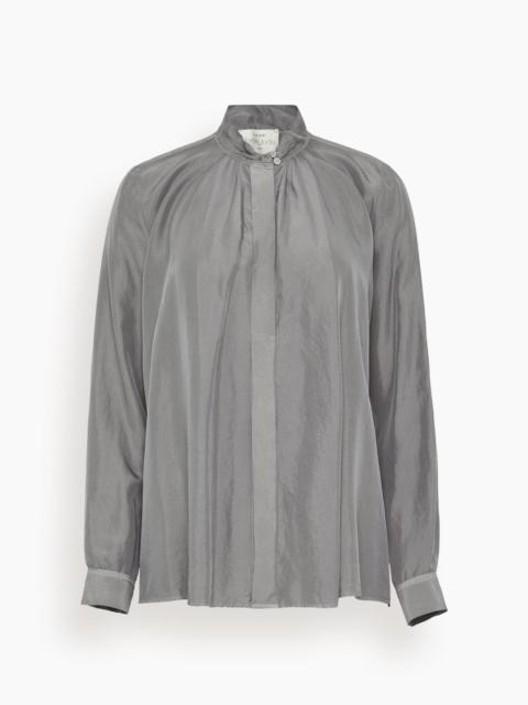 forte_forte Heavy Habotai Silk Crater-Neck Shirt in Stone