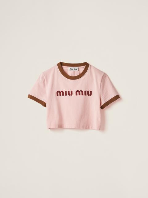 Miu Miu Embroidered cotton jersey T-shirt