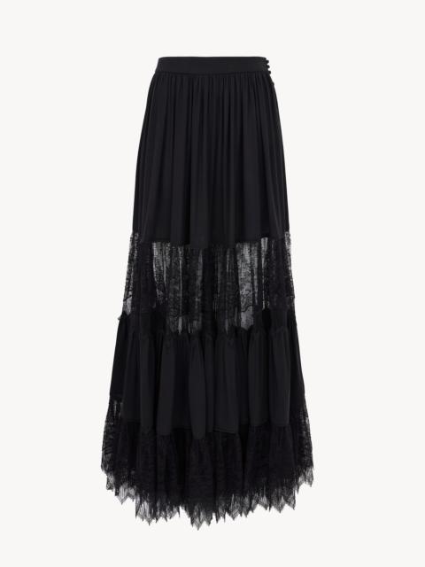 Chloé TIERED LONG SKIRT IN SILK GEORGETTE & LACE