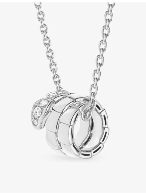 BVLGARI Serpenti Viper 18ct White Gold And 0.13ct Diamond Pendant Necklace
