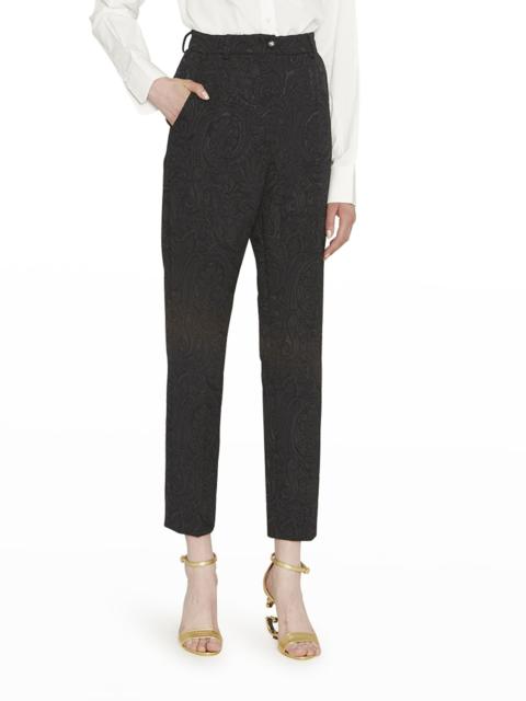 Dolce & Gabbana Jacquard High-Waisted Straight-Leg Pants
