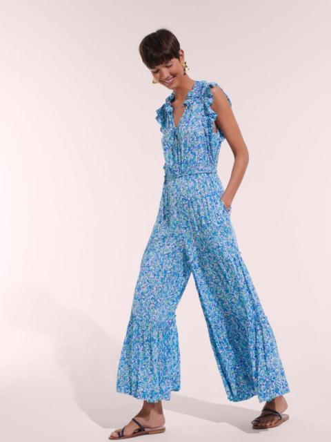 Poupette St Barth Long Jumpsuit Belene - Blue Ocean Flowers