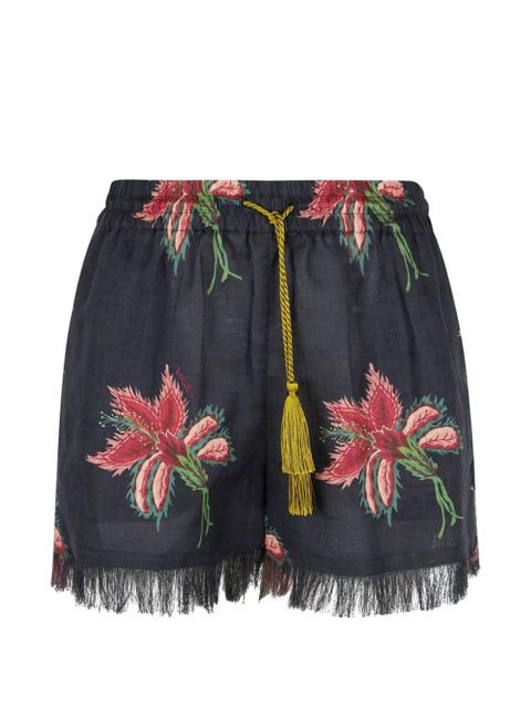 Valentino floral-pattern tassel-detail shorts