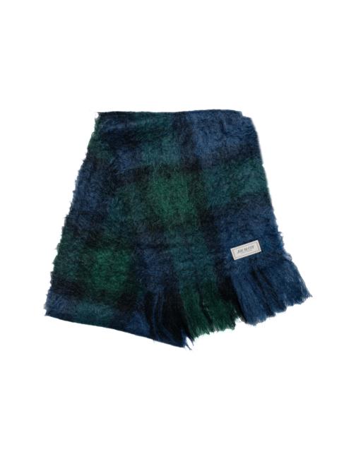 The Real McCoys MA24107 Plaid Pattern Mohair Scarf Navy/Green