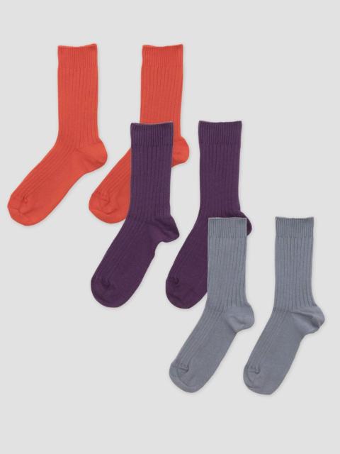 BASERANGE Pack - 3 Rib Overankle Socks - Textured Organic Cotton