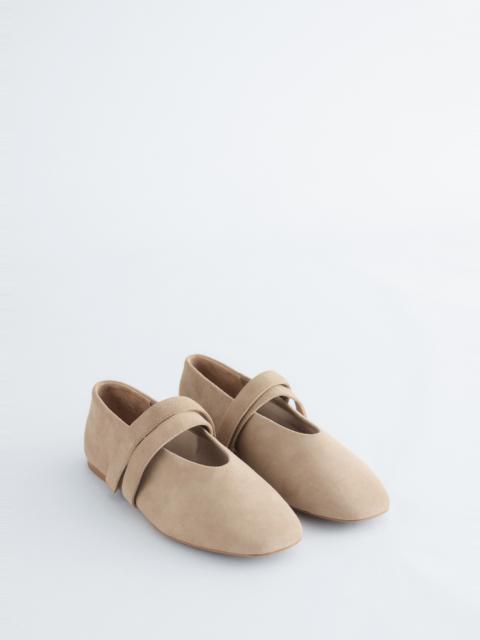 & Other Stories Cross-Strap Suede Ballet Flats