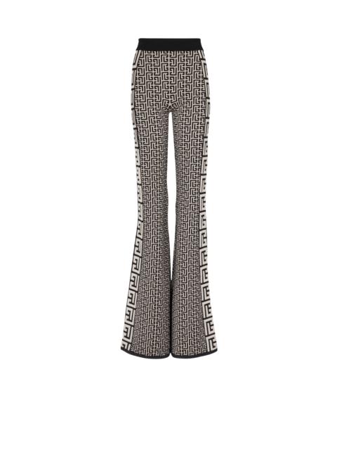 Balmain Monogrammed fine knit flared trousers