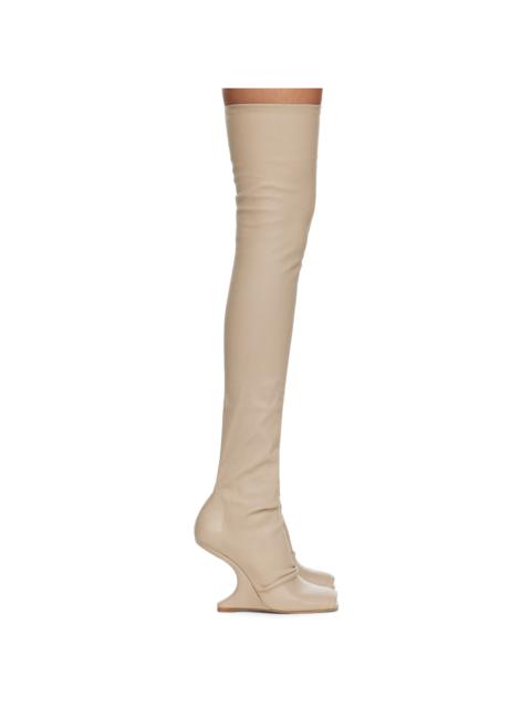 Beige Cantilever 11 Thigh High Boots