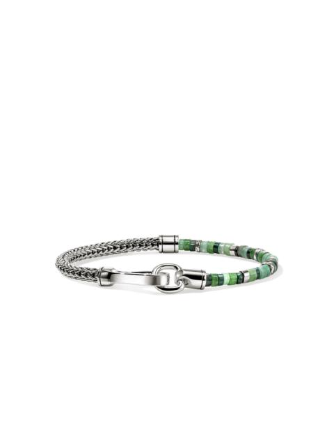 Heishi Chain Bracelet, Sterling Silver, Hardstones, Emeralds