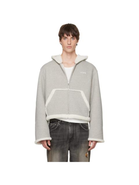 We11done Gray Sherpa Fleece Hoodie