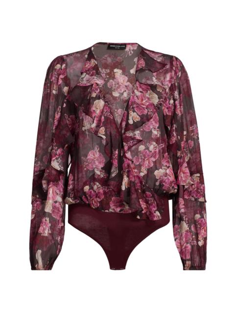GENERATION LOVE Women's Nikali Floral Wrap-Style Bodysuit - Burgundy Fleur Multi