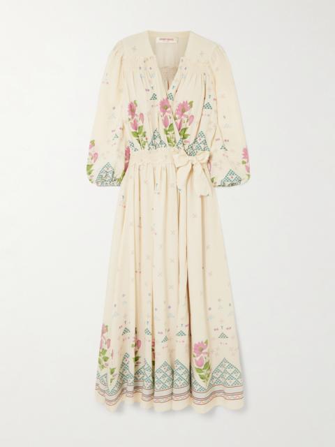EMPORIO SIRENUSE Lavinia Belted Floral-print Silk Crepe De Chine Wrap Maxi Dress