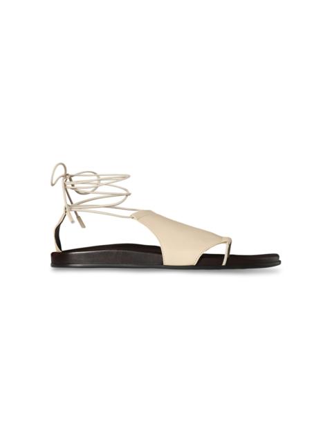The Row Vivienne Lace-Up Leather Sandals ivory