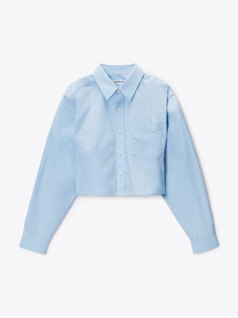 Alexander Wang EMBROIDERED LOGO CROPPED SHIRT