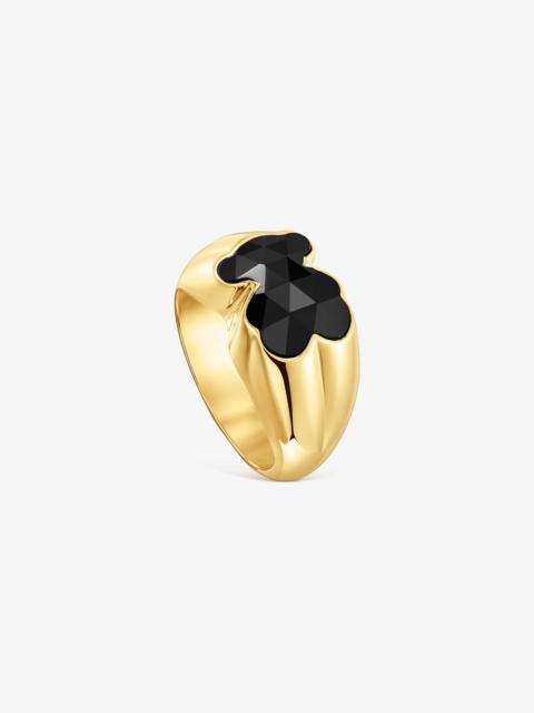 TOUS Medium 18K gold vermeil Ring with onyx bear motif TOUS Icon Color