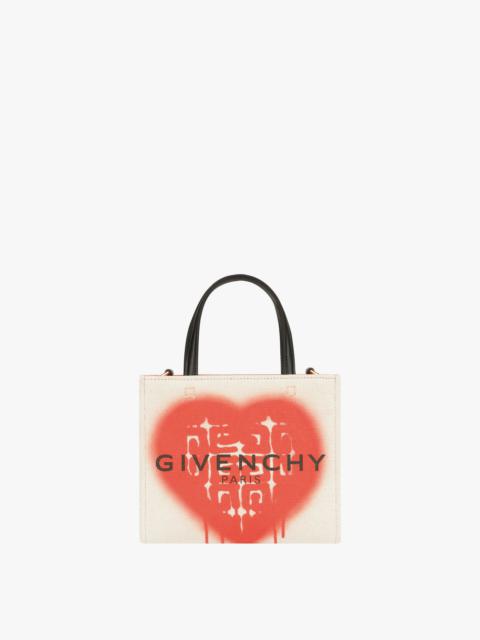 Givenchy MINI G TOTE SHOPPING BAG IN 4G TAG EFFECT HEART PRINT CANVAS