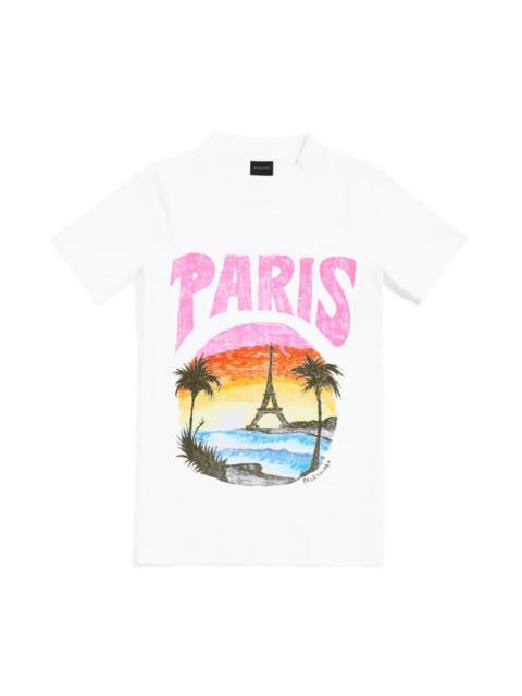 BALENCIAGA Women's Paris Tropical T-shirt Fitted in White
