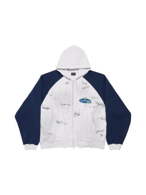 Men's Banana Raglan Oversized Zip-up Hoodie in Dirty White/blue