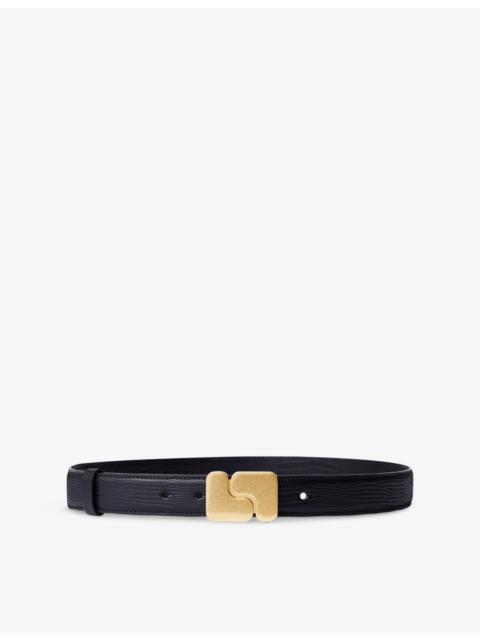 soeur Ninon Lizard-Embossed Leather Belt