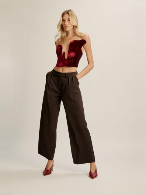 BARDOT Rosalyn Strapless Velour Top In Burgundy