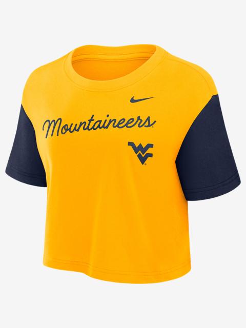 Nike West Virginia Script Women's Nike Dri-FIT College Cropped T-Shirt
