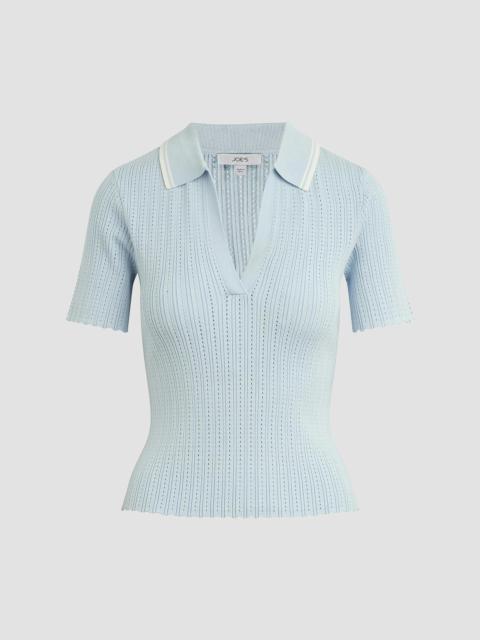 Joe's Jeans Women's The Jess Pointelle-Knit Polo Shirt - Powder Blue