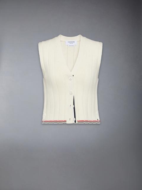Thom Browne MERINO WOOL CROPPED V NECK CARDIGAN VEST