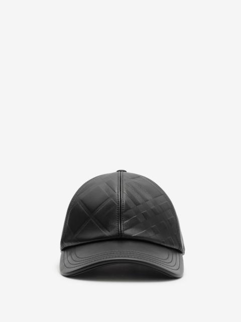 Burberry Embossed Check Leather Baseball Cap
