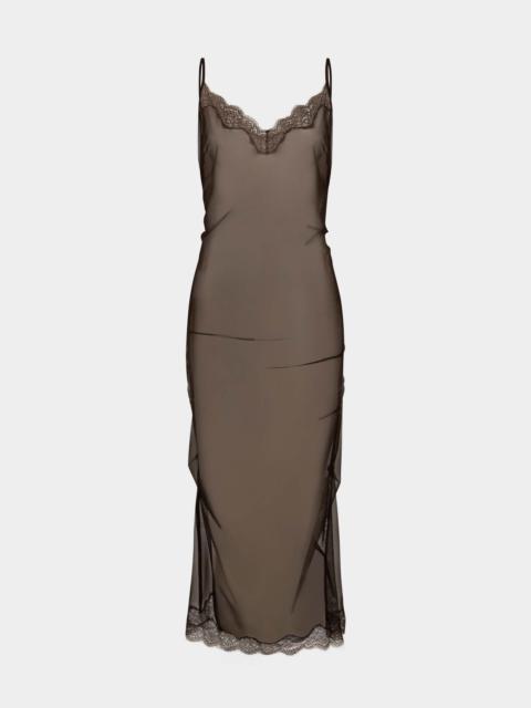 16ARLINGTON ANDREA MIDI DRESS IN SATIN & MESH