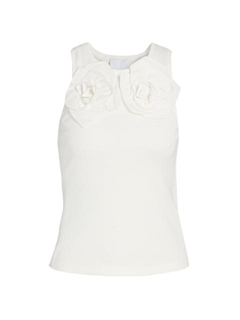 AKNVAS Women's Camille Flower Appliqué Cotton Tank - White
