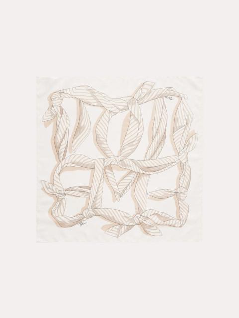 Totême Knotted monogram silk scarf vanilla