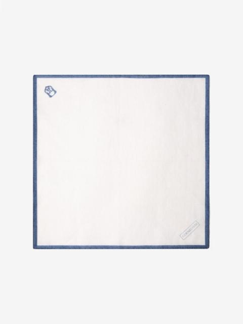 CORNELIANI Denim blue/white pure linen pocket square