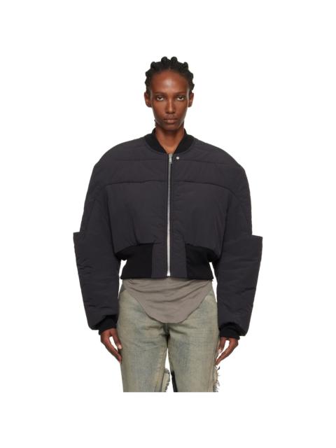 Rick Owens Black Concordians Girdered Cropped Bomber Down Jacket