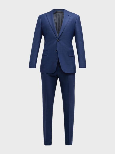 GIORGIO ARMANI Men's Wool-Silk Windowpane Classic Fit Suit
