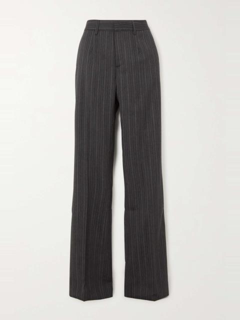 Striped wool-blend straight-leg pants