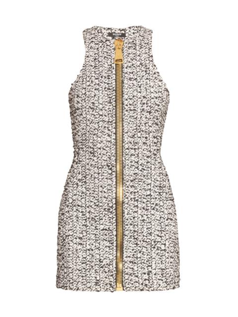 Balmain Women's Tweed Zip-Front Cotton-Blend Minidress - Noir Blanc