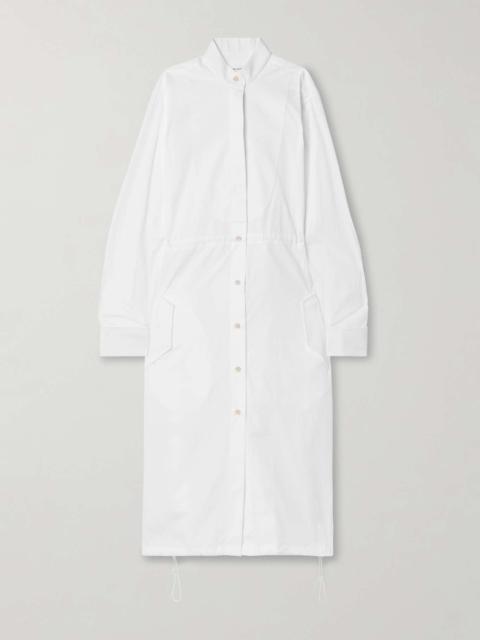 Piqué-trimmed cotton-poplin midi shirt dress
