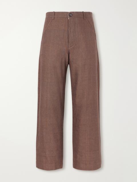 KARTIK RESEARCH Straight-Leg Striped Linen Trousers