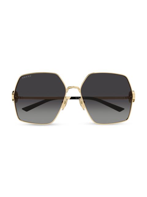 GUCCI Women's Stuck GG 61MM Oversized Sunglasses - Gold Black