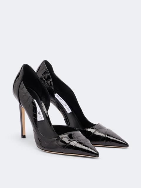 JIMMY CHOO Brigitte croc-effect patent leather pumps