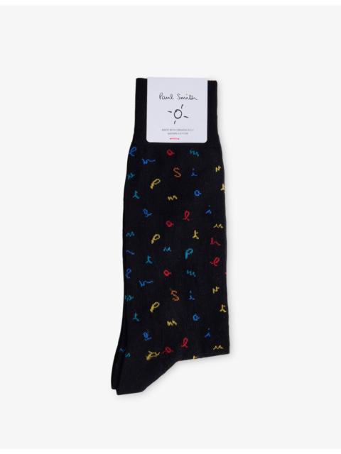 Paul Smith Printed Ankle-Rise Stretch-Cotton Blend Socks