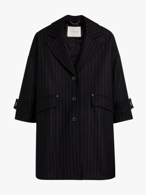 Mackintosh HUMBIE CHESTER NAVY CHALKSTRIPE WOOL OVERCOAT