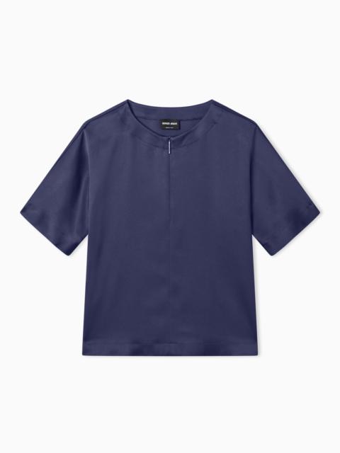 GIORGIO ARMANI SHORT-SLEEVED SHIRT IN DOUBLE-FACED SILK SATIN
