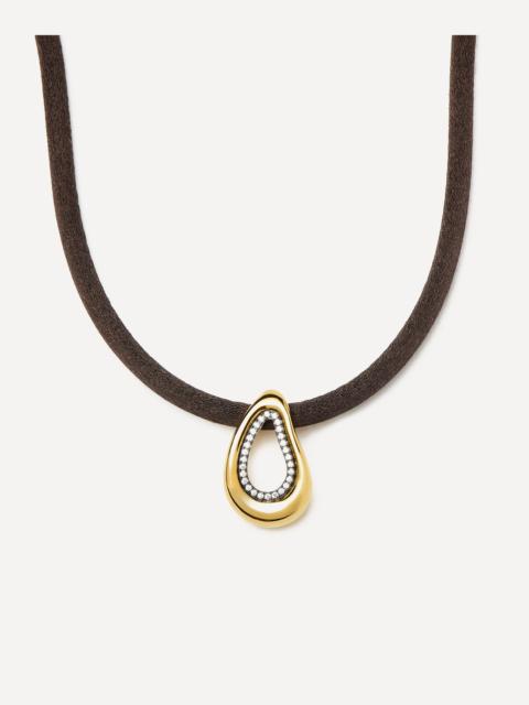 MISSOMA 18ct Gold-Plated Molten Teardrop Brown Silk Cord Necklace